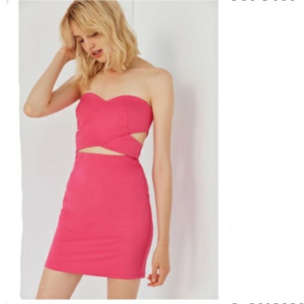 Silence + Noise Womans Hot Pink Surplice Cutout Mini Dress